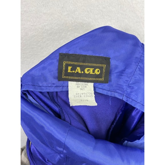 L.A. GLO‎ Vintage Purple Halter Neck Rhinestone Strappy Formal Evening Gown - Picture 5 of 10